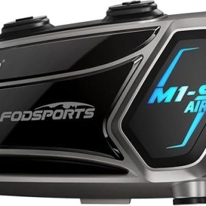 Fodsports M1-S AIR Helmet Bluetooth Headset, 4 Riders Up to 1200m bluetooth motorcycle headset 5.0 with Waterproof Noise Cancellation, Music Share, FM, AUX