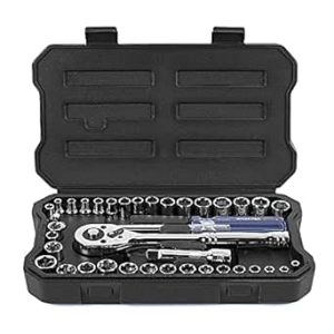 WORKPRO 39-Piece Drive Socket Set 1/4''3/8'', CR-V Metric and Imperial Sockets
