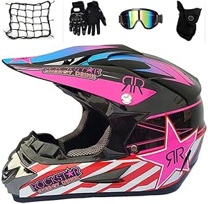 MRDEAR Adult Motocross Motorcycle Helmet Set with Gloves Goggles Mask Helmet