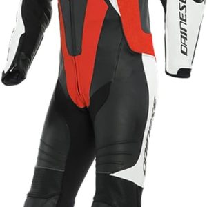Dainese Laguna SECA 5 1-Piece Perforated Motorcycle Leather Suit (Black/White/Red, 48)