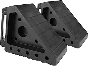 MAXXHAUL 70472 Solid Rubber Heavy Duty Black Wheel Chock 2-Pack, 8" x 4" x 6