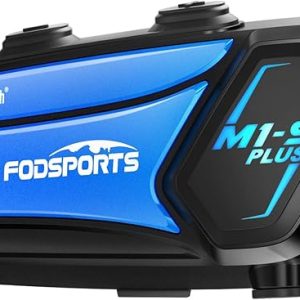 Fodsports M1-S Plus Bluetooth Headset Intercom, Motorcycle Communication System with Music Sharing, Microphone Mute, FM Radio, Noise Cancellation, Universal Motorcycle Helmet Speaker