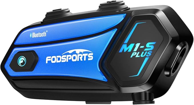 Fodsports M1-S Plus Bluetooth Headset Intercom, Motorcycle Communication System with Music Sharing, Microphone Mute, FM Radio, Noise Cancellation, Universal Motorcycle Helmet Speaker