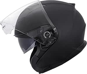 Zorax Matt Black L (59-60cm) ZOR-602 Double Sun Visor Open Face Motorbike Motorcycle Helmet Road Legal ECE 2206