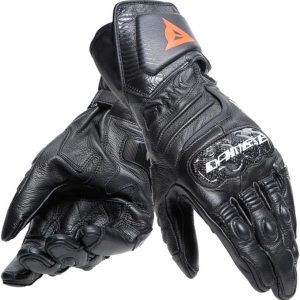 DAINESE - Carbon 4 Long Gloves, Long Leather Sport Motorcycle Gloves, Carbon Knuckle Protectors, Man, Black/Black/Black, M