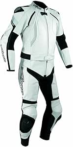 A-pro Suite leather 2 pc Race Motorcycle Racing CE Armour Hi Quality White 50