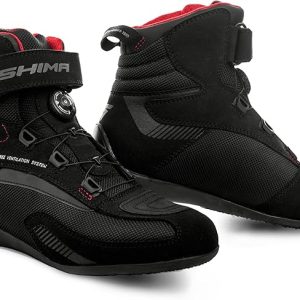 SHIMA EXO Vented, Motorbike Shoes for Men | Breathable, Reinforced Street Riding Shoes with ATOP Closure System, Ankle Support, Anti-Slip Sole, Gear Pad (Black, 11)