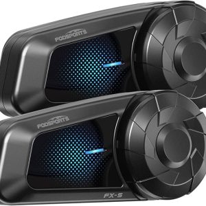 Fodsports FX-S Motorcycle Bluetooth Headset,2-Way Motorcycle Intercom,Bluetooth5.4 Motorbike Headset,Noise Cancellation Helmet Communication System,Stereo Music,Voice Assistant, Waterproof (2 pack)