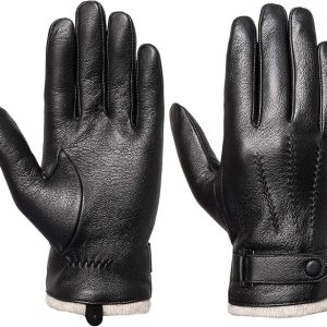Acdyion Men's Winter Gloves Leather Touchscreen