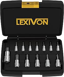 LEXIVON Torx Bit Socket Set, Premium S2 Alloy Steel | 13-Piece Star T8 - T60 Set